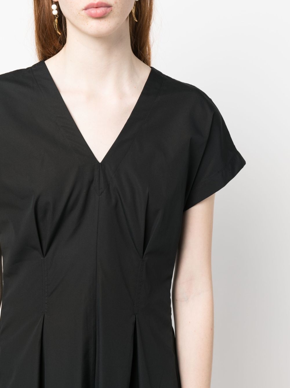 short-sleeve pleated long dress - 5
