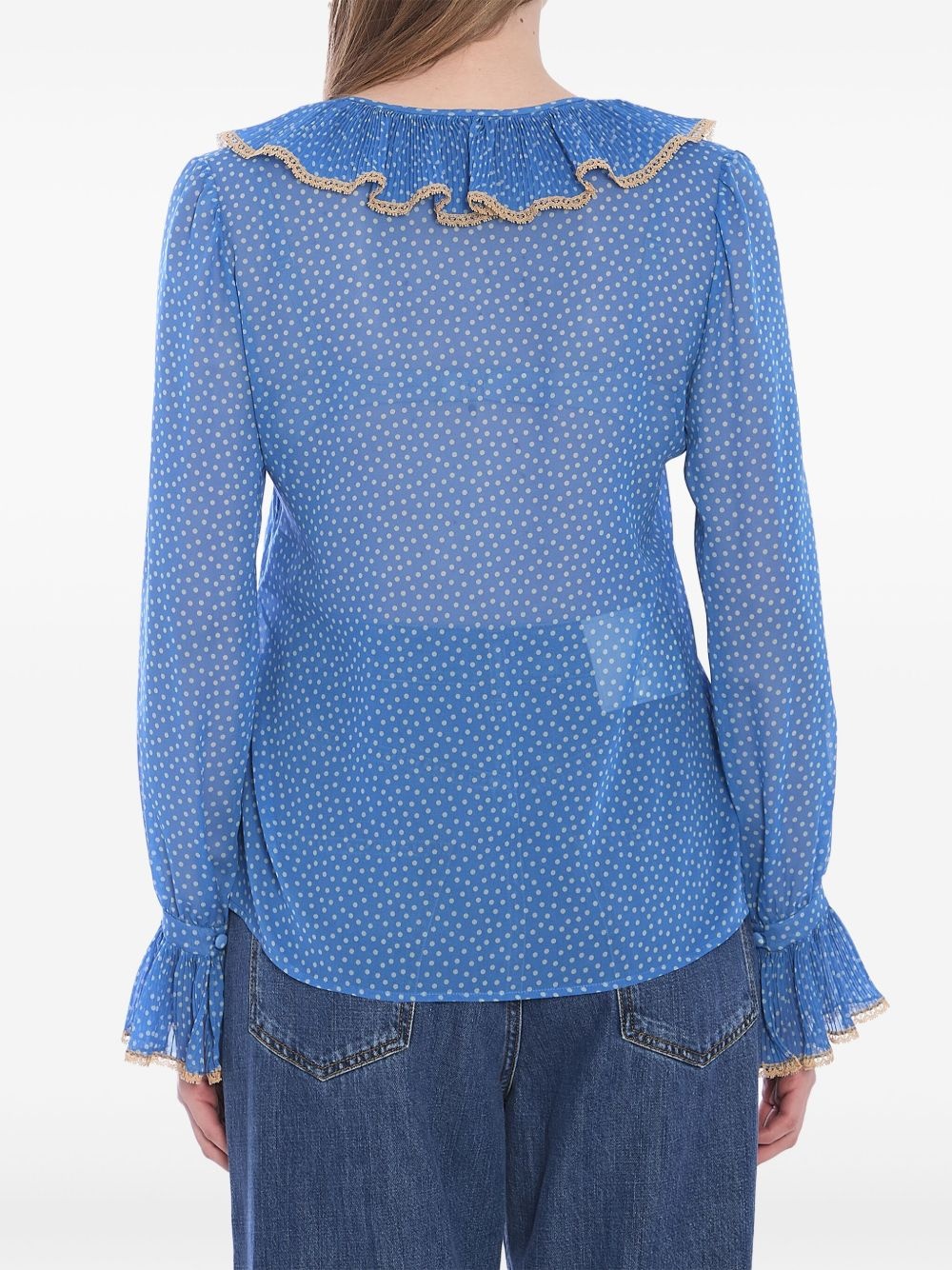 polka dot-print silk blouse - 4