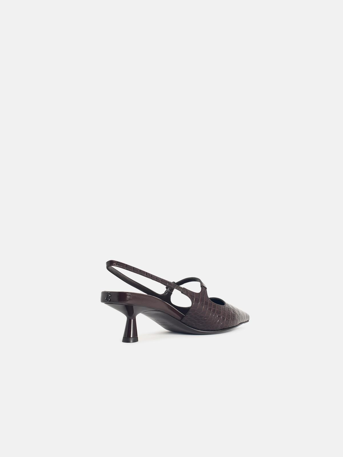 'DIDI' CHOCOLATE LEATHER SLINGBACKS - 3