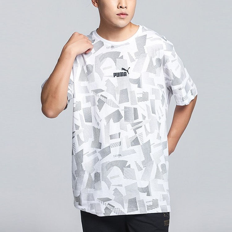 PUMA Summer Print Aop T-Shirt 'White Grey Black' 586045-02 - 4