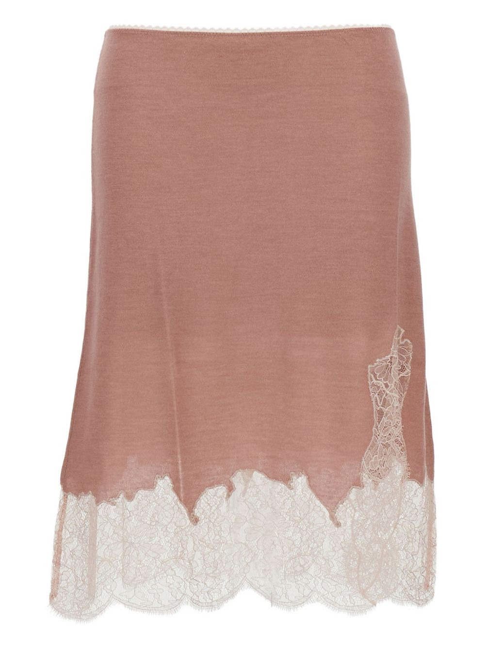 lace-trimmed wool skirt - 2