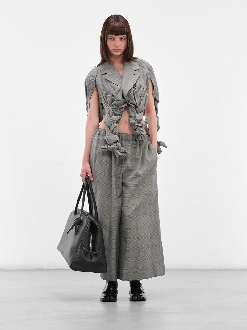 Comme Des Garçons Gray Check Sculptural Braiding Blazer outlook