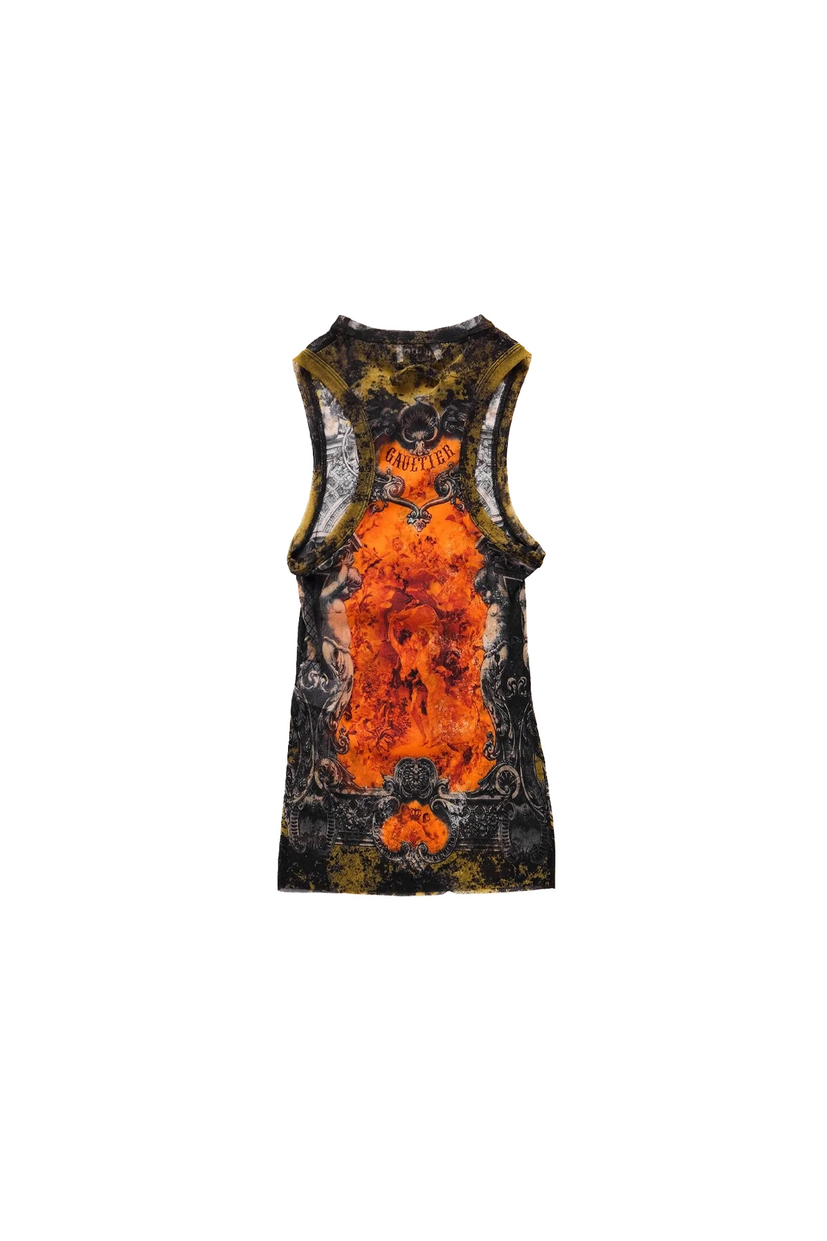 Jean Paul Gaultier 'The "Médaillon' Mesh Tank Top Black/Khaki/Orange - 2