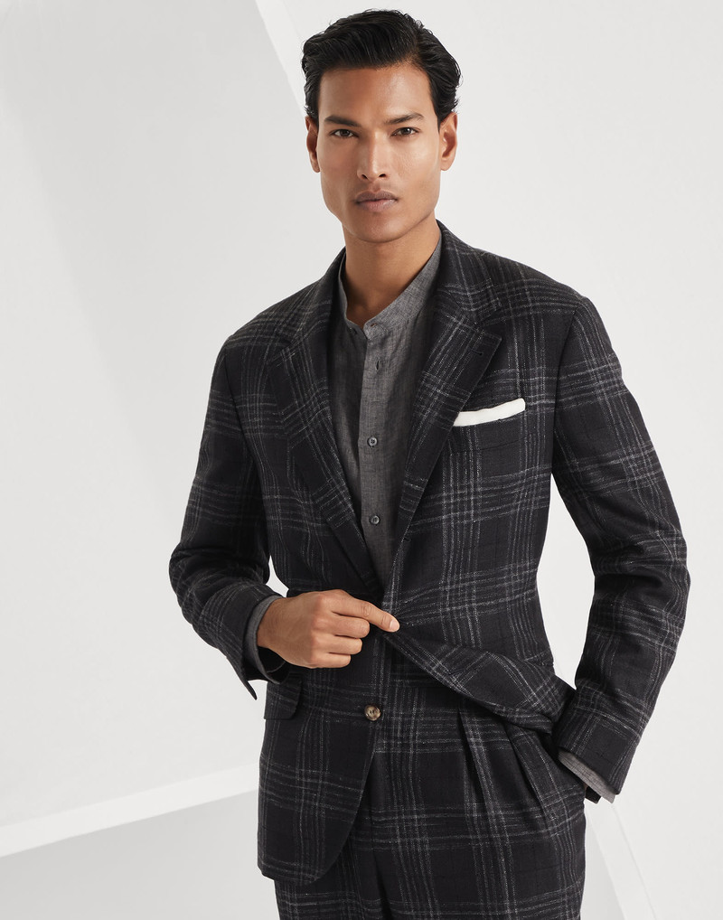 Wool, silk and linen tartan deconstructed Cavallo blazer 1