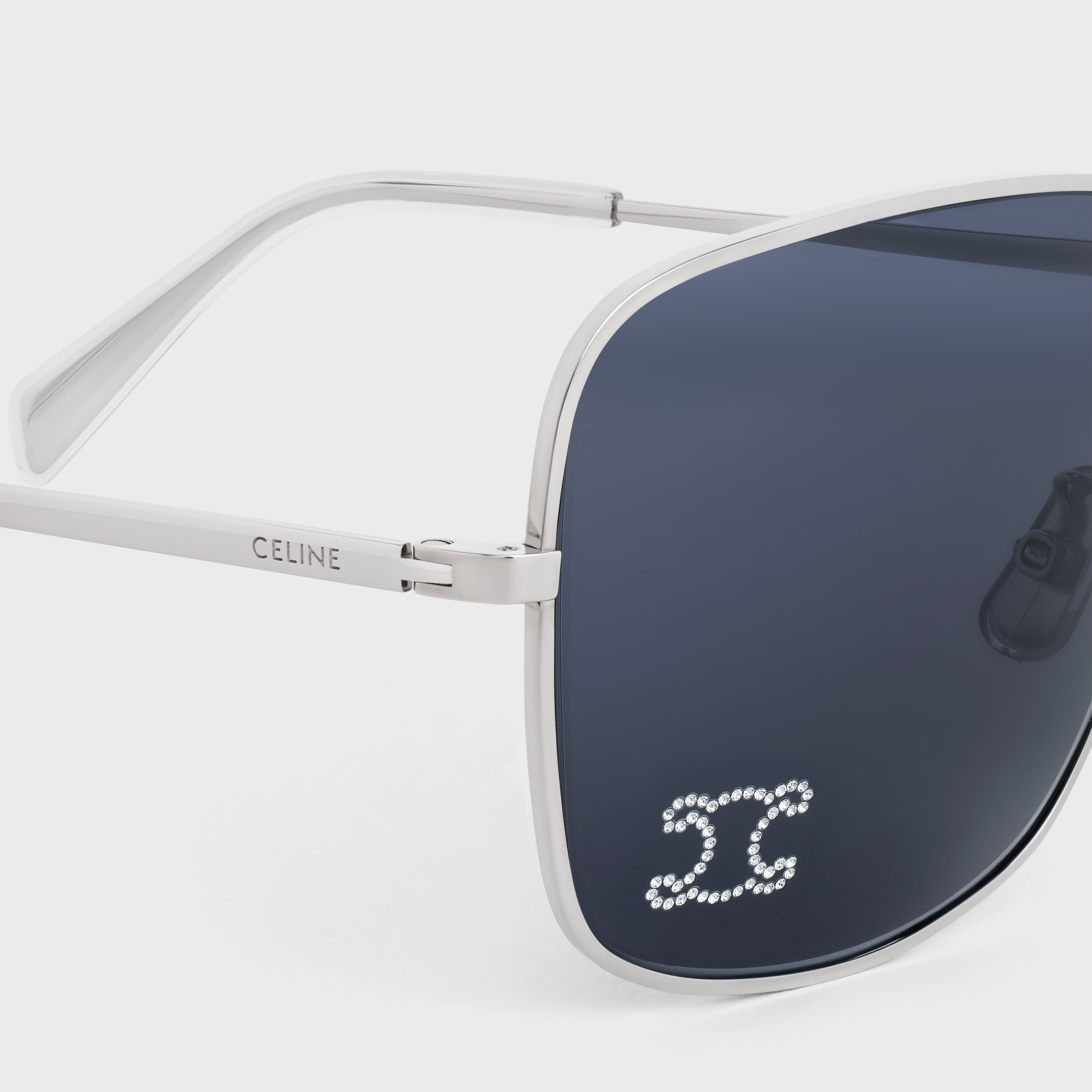 CELINE Triomphe Rhinestone 01 Sunglasses in Metal with