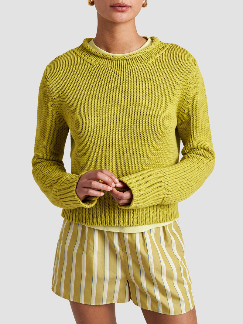Women's Solid Mini Marina Sweater - Key Lime 1