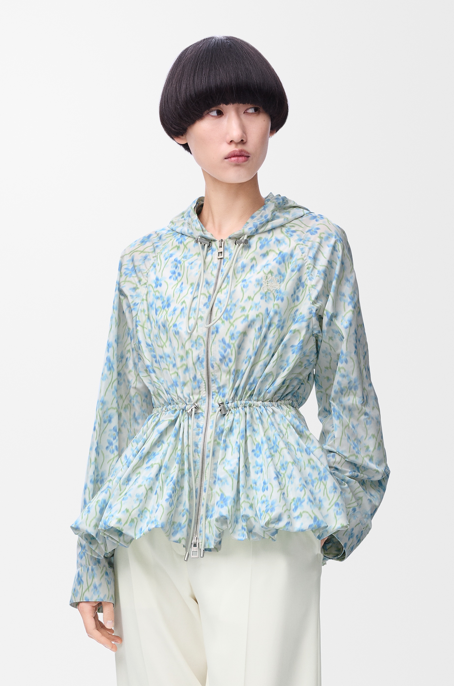 Hhooded jacket in silk blend taffeta - 3