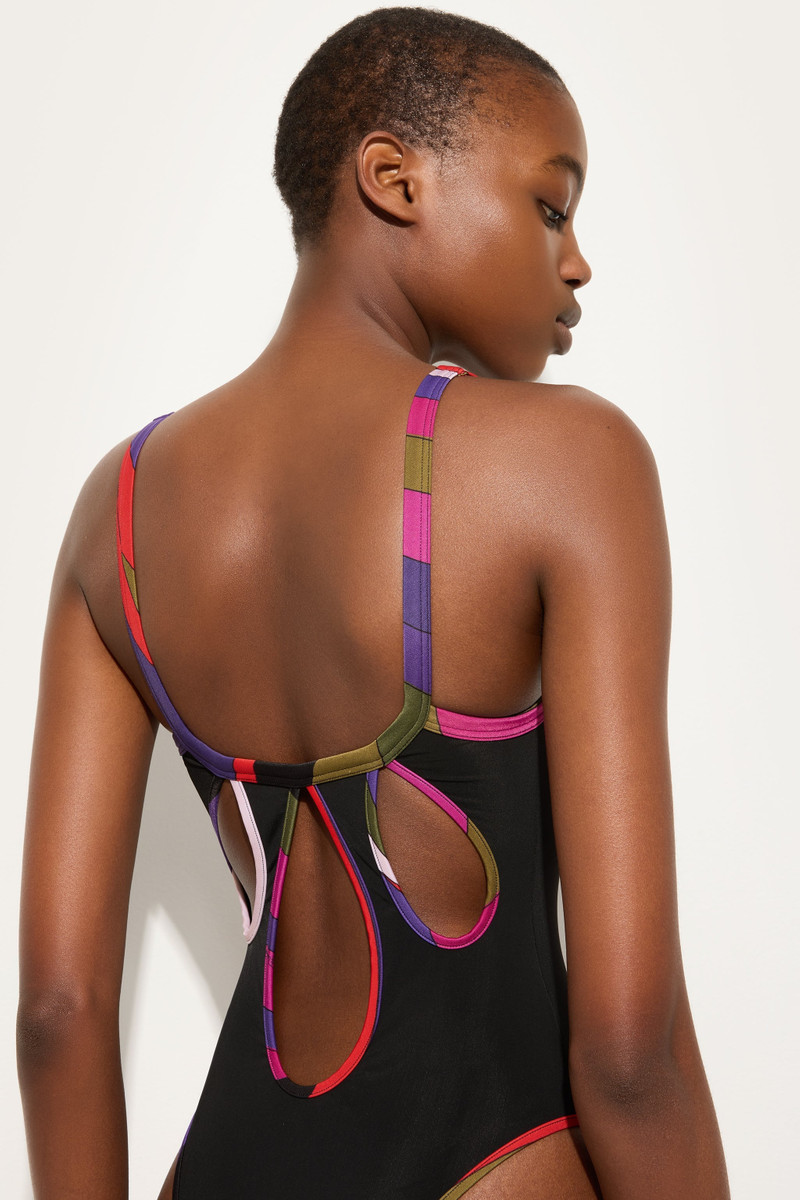 SWIMSUIT WITH PRINTED TRIM 5