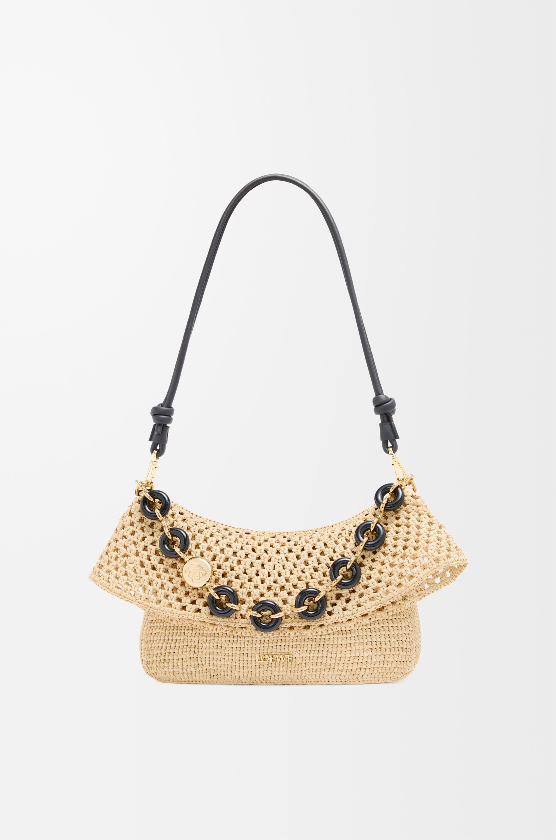 Medium Ola bag in raffia and calfskin - 8