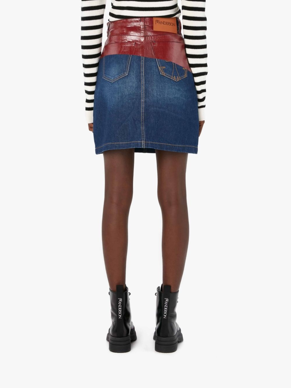 LACQUER PRINT DENIM MINI SKIRT - 3