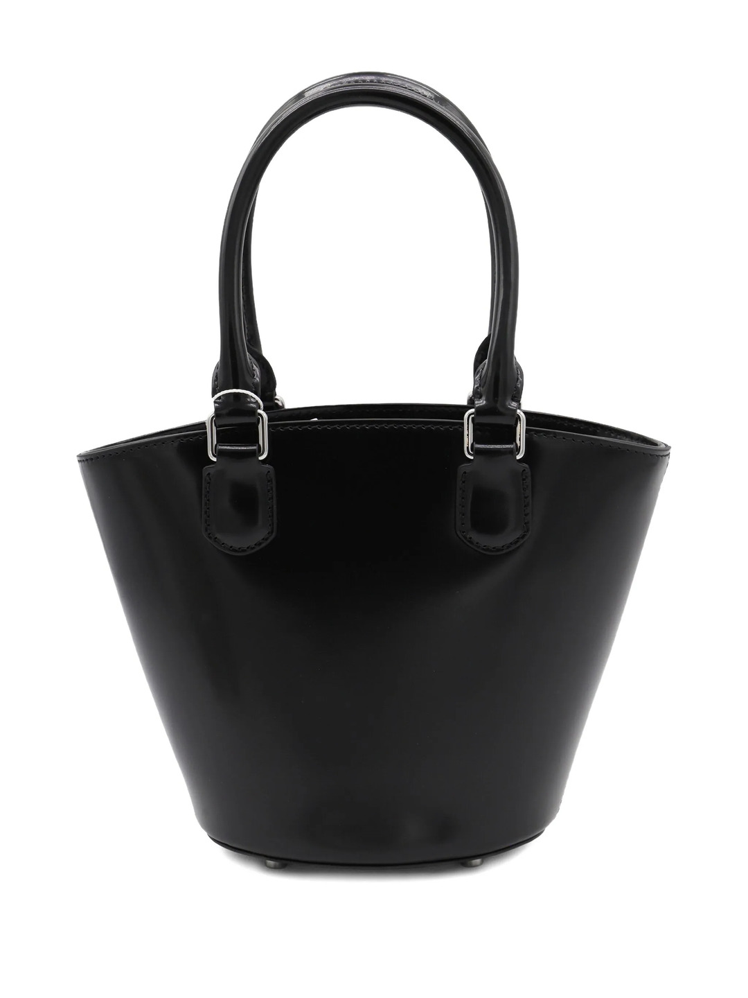 Black Leather Charm Tote Bag - 2