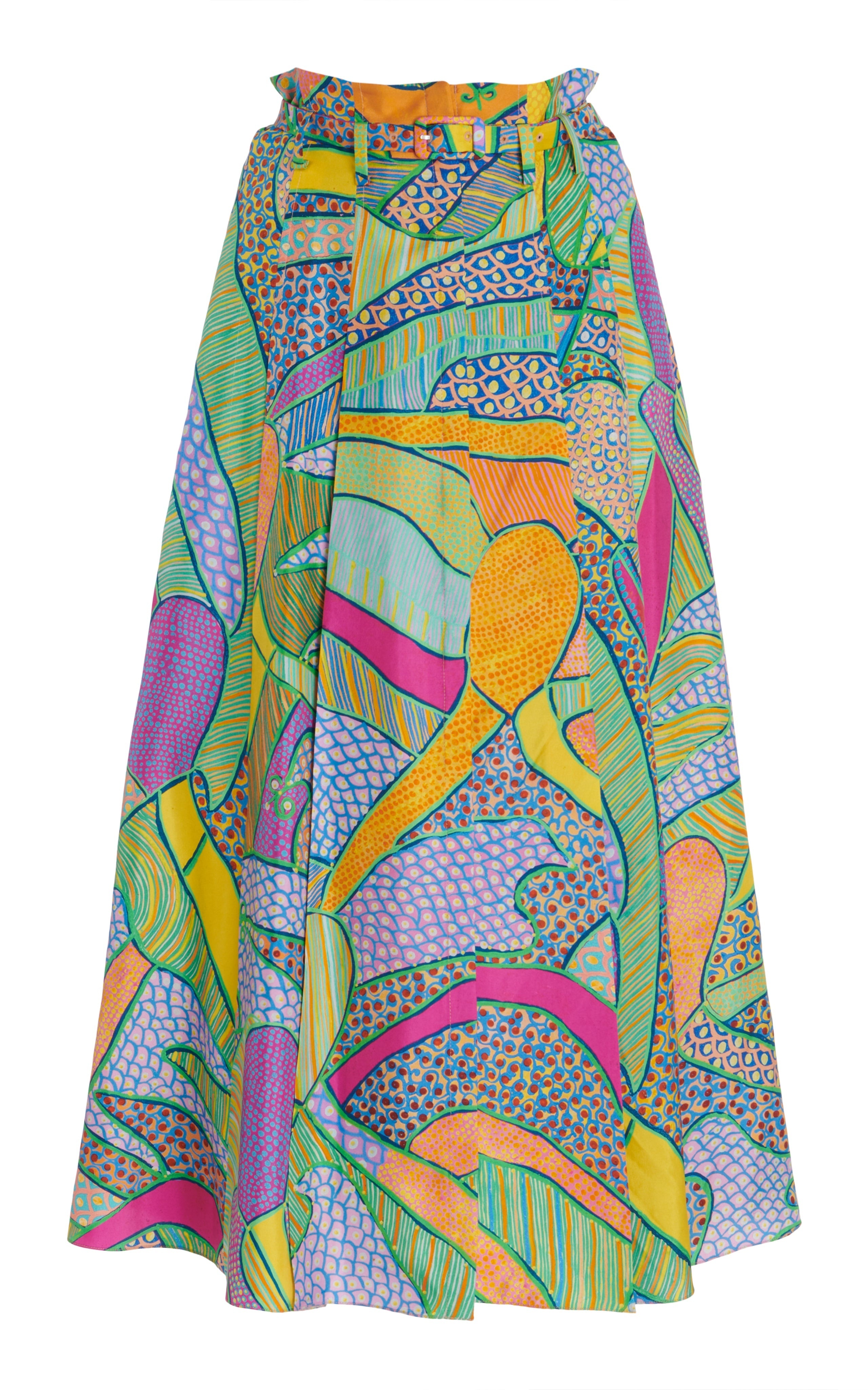 Dugald Pleated Skirt in Printed Silk - 1