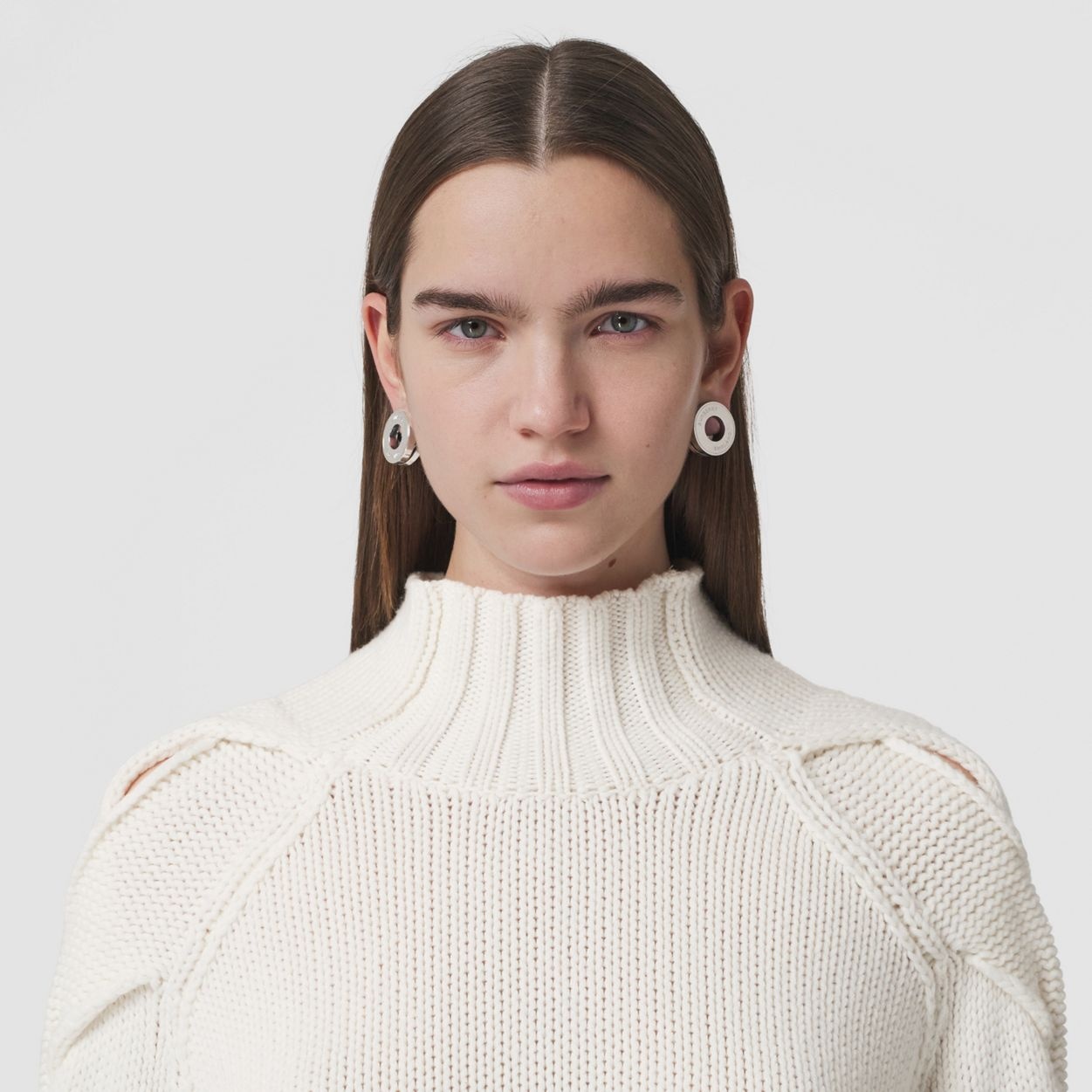 Cable Knit Cashmere Funnel Neck Sweater - 3