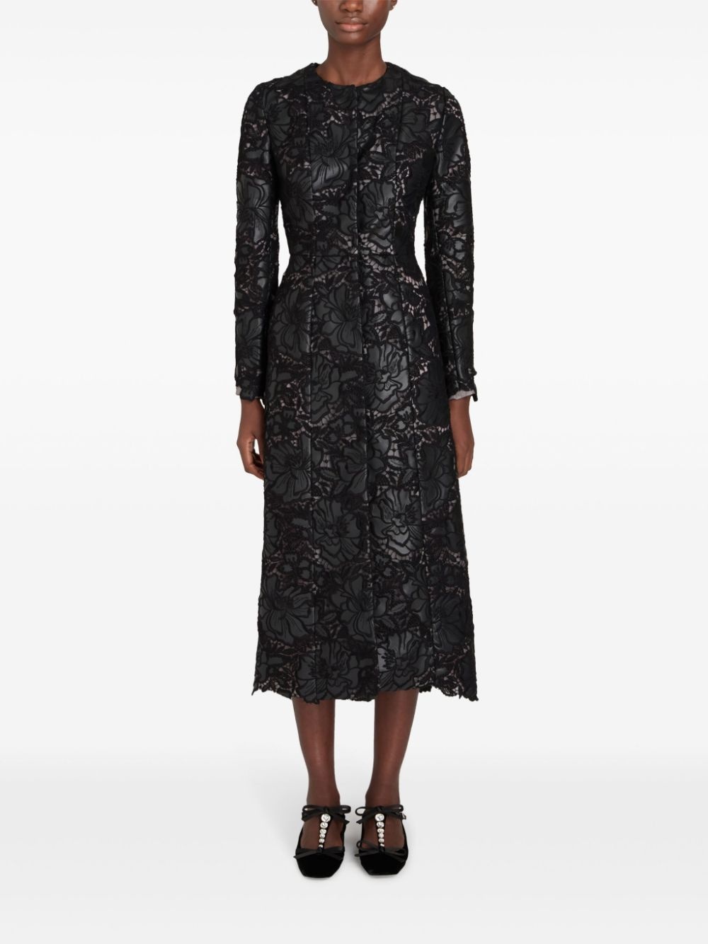 embroidered-design single-breasted coat - 2