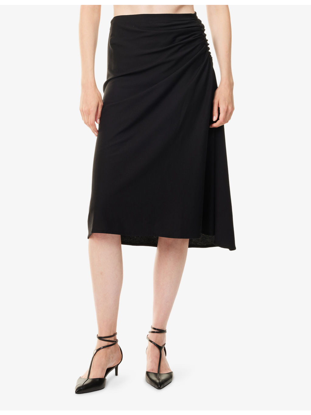 Hevira Draped Cotton-Jersey Midi Skirt - 3