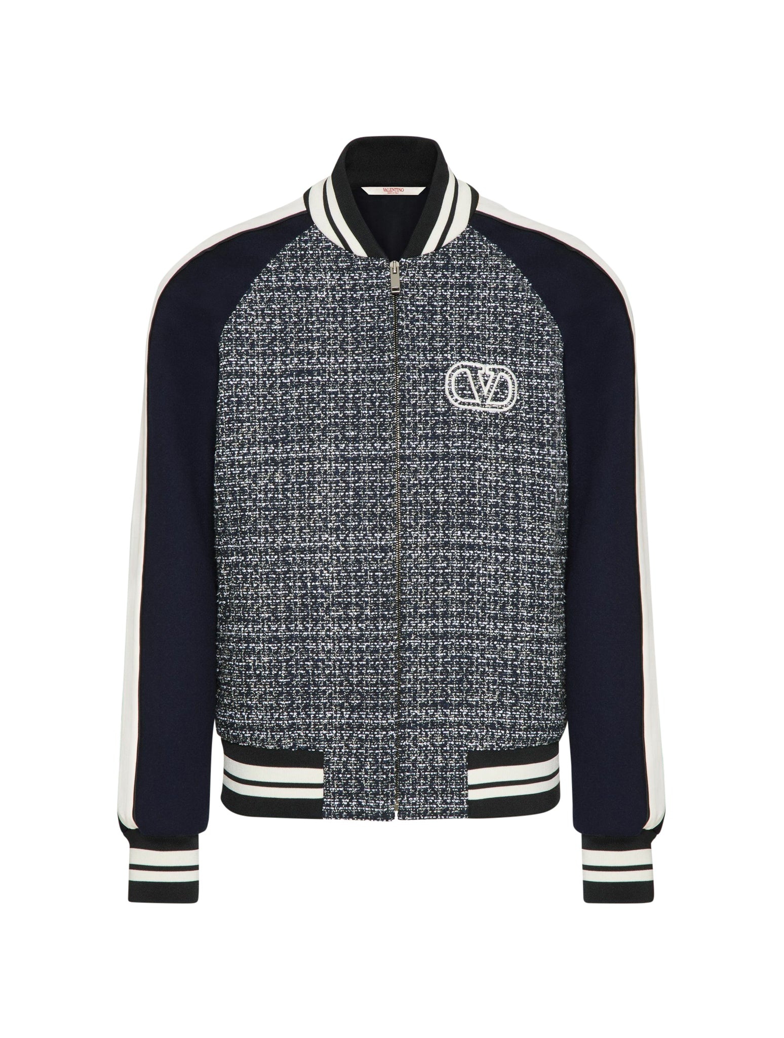 BOMBER JACKET IN COTTON TWEED AND VISCOSE WITH VLOGO SIGNATURE PATCH - 1