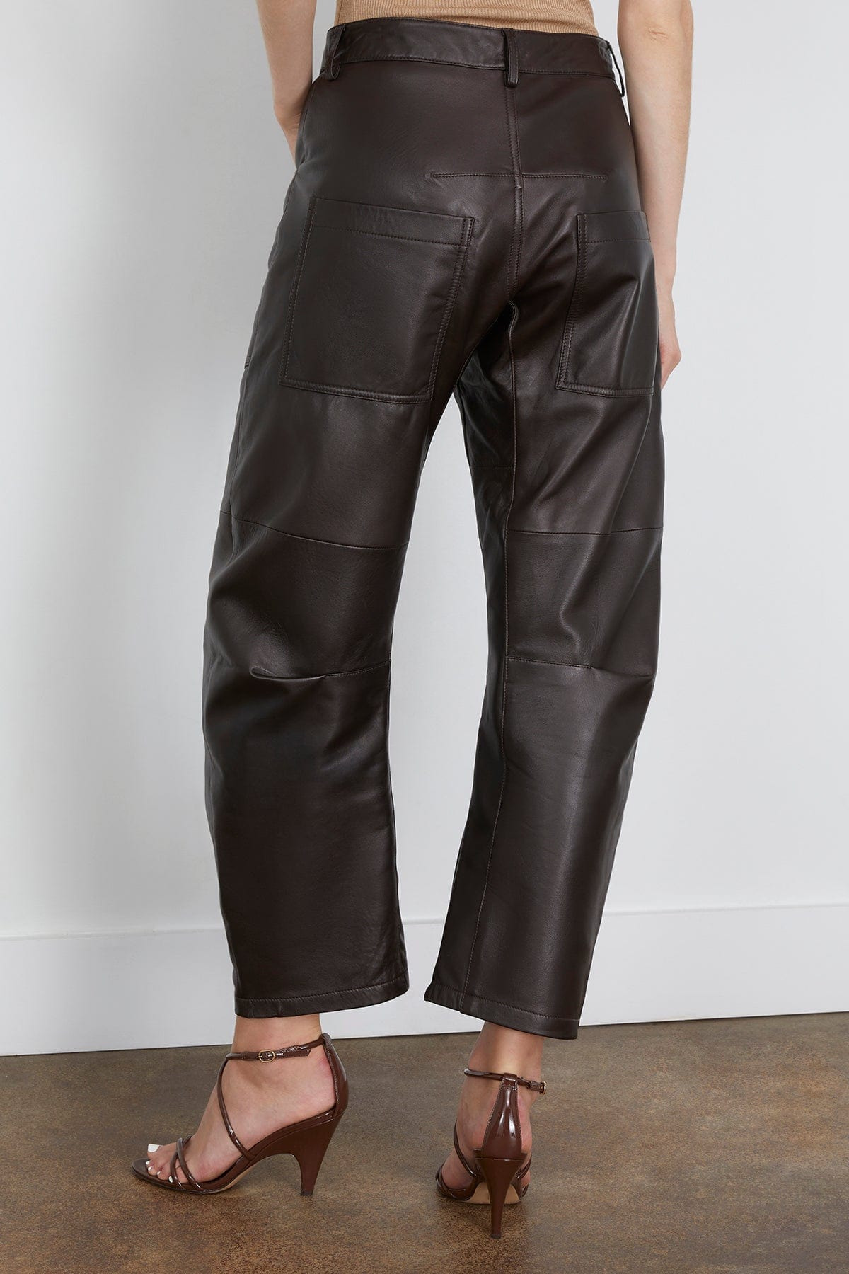 Shon Leather Pant in Dark Brown - 4