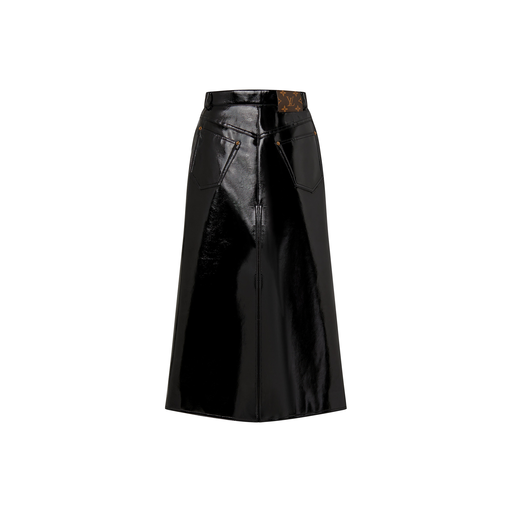 Crinkled Vinyl Midi Skirt - 3
