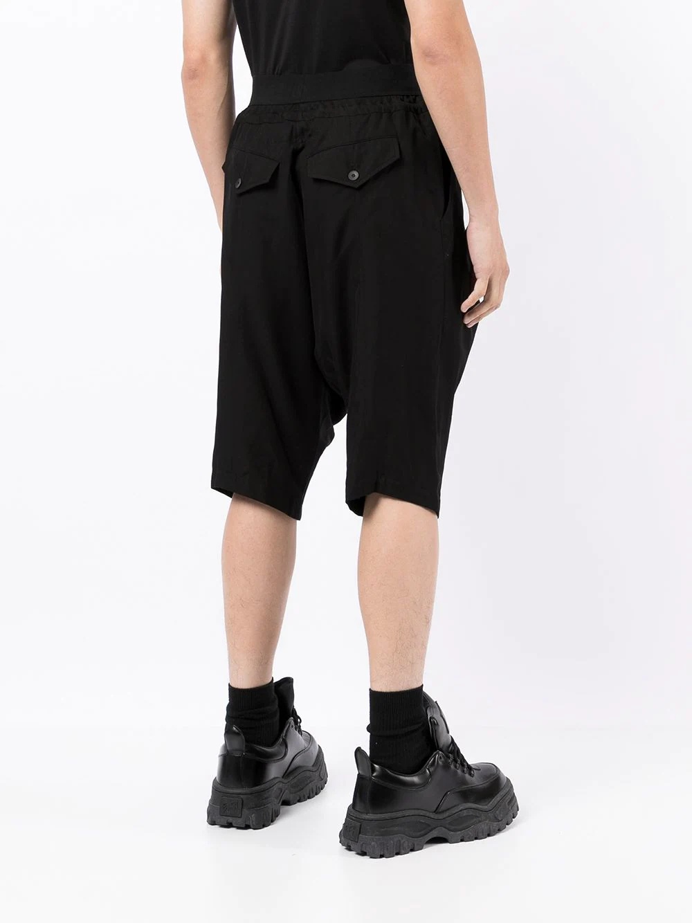 flap-pocket drop-crotch shorts - 4