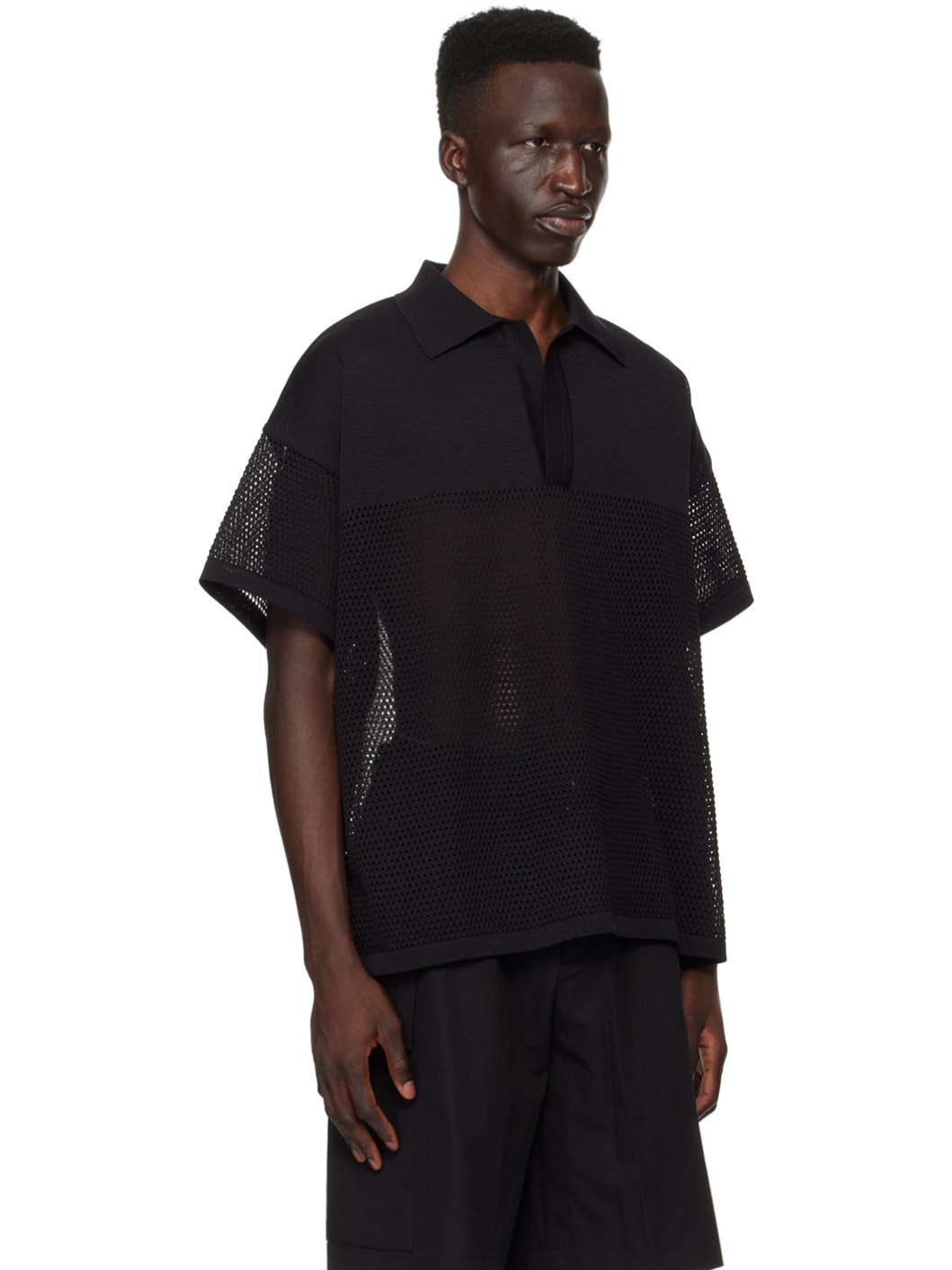 Black V-Neck Polo - 2