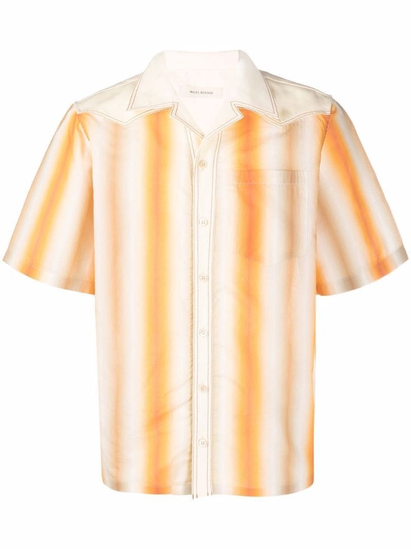 stripe-print short-sleeved shirt - 1