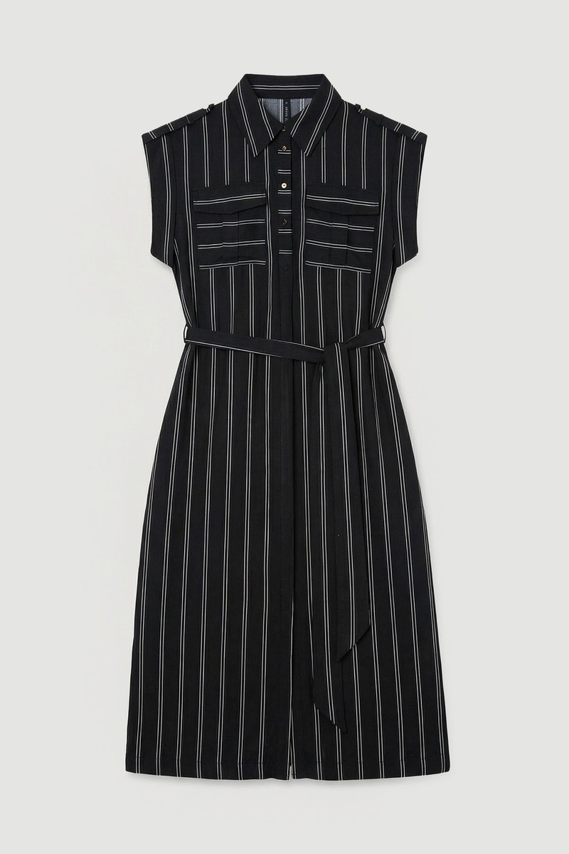 Plus Size Bold Stripe Cotton Woven Maxi Shirt Dress - 1