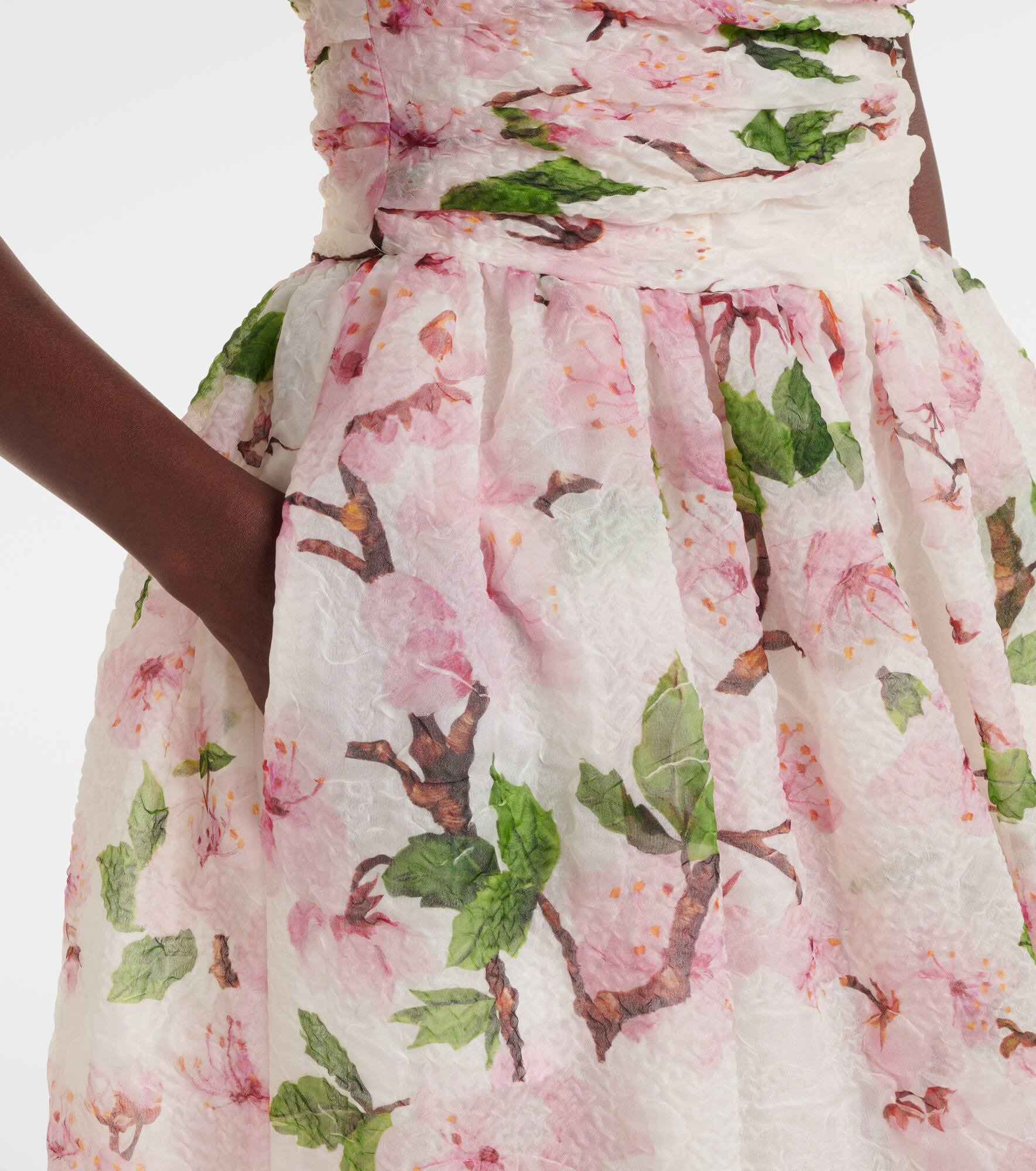 Floral silk-blend organza bustier dress - 5