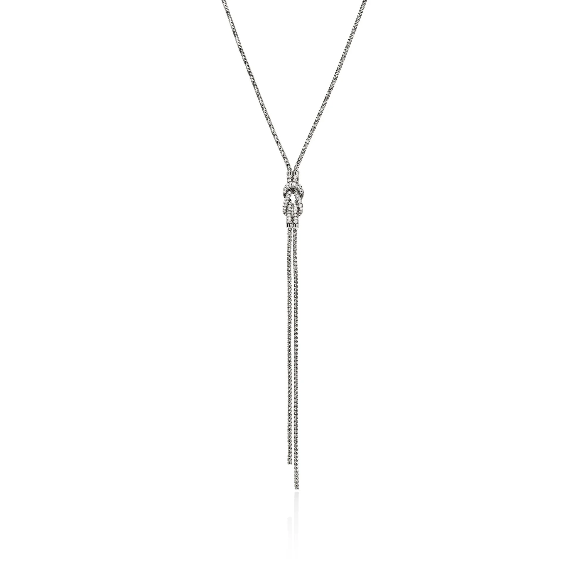 Love Knot Y Necklace, Sterling Silver, Diamonds - 1