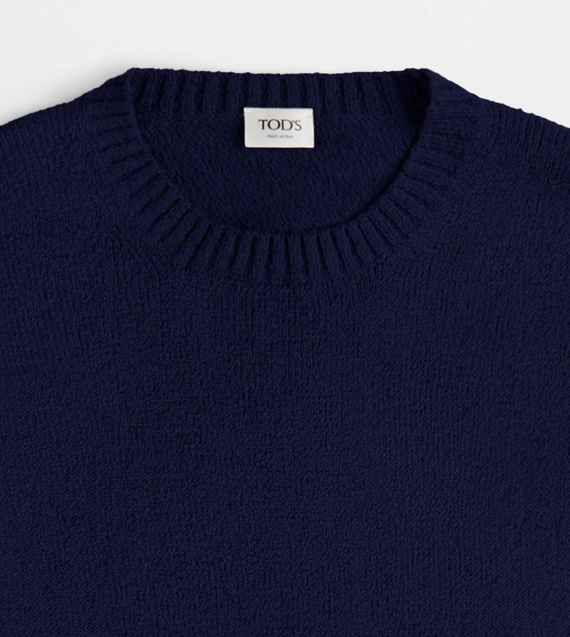 ROUND-NECK PULLOVER IN COTTON - BLUE - 4