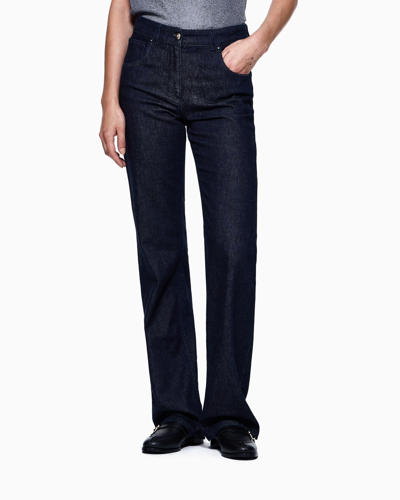 DENIM COLLECTION FIVE-POCKET FLARED TROUSERS IN STRETCH DENIM - 4