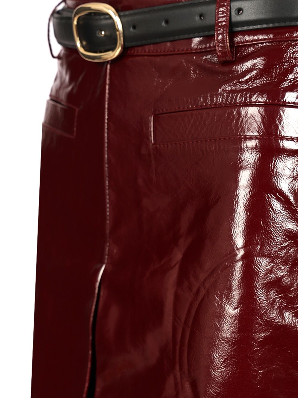 Burgundy Leather Mini Skirt Skirts Bordeaux - 4
