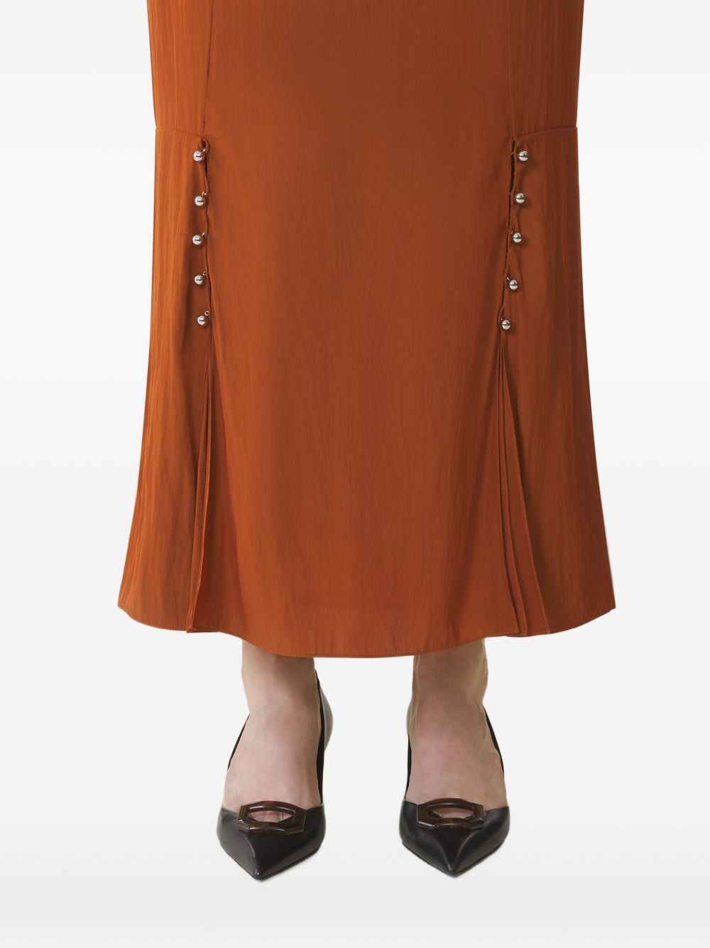 pleated button-detail skirt - 5