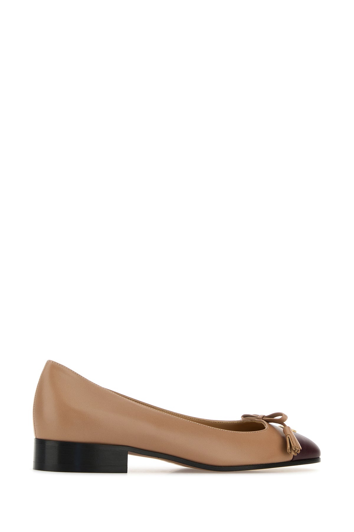 Antiqued pink leather VLogo Signature ballerinas - 3
