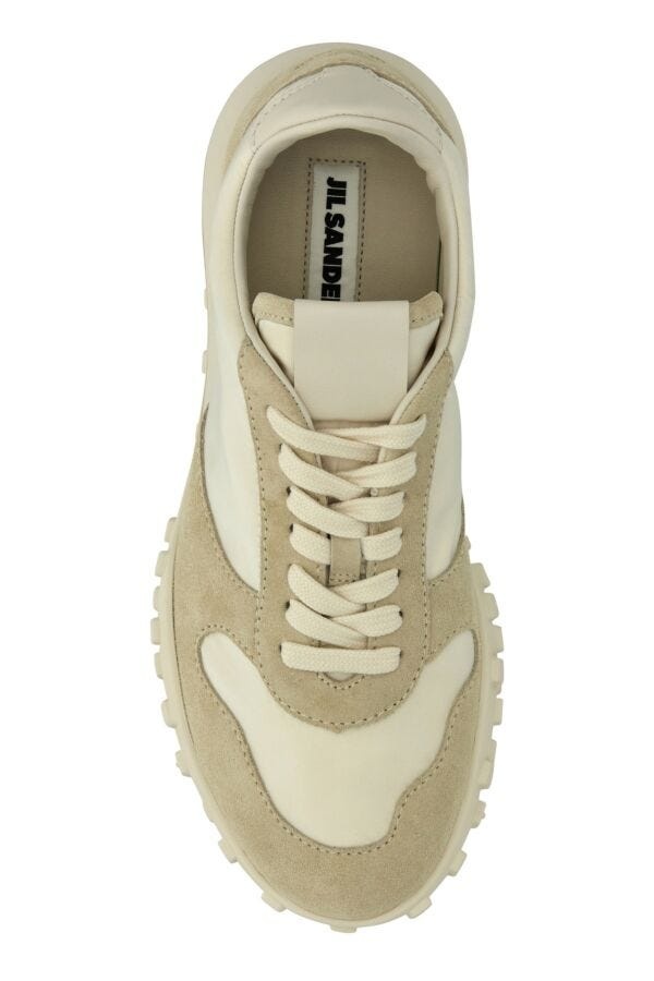 【関税&送料込】Jil Sander Two-Tone Fabric And Suede Sneaker Jil Sander Two-tone Fabric And Suede Sneakers For Women In