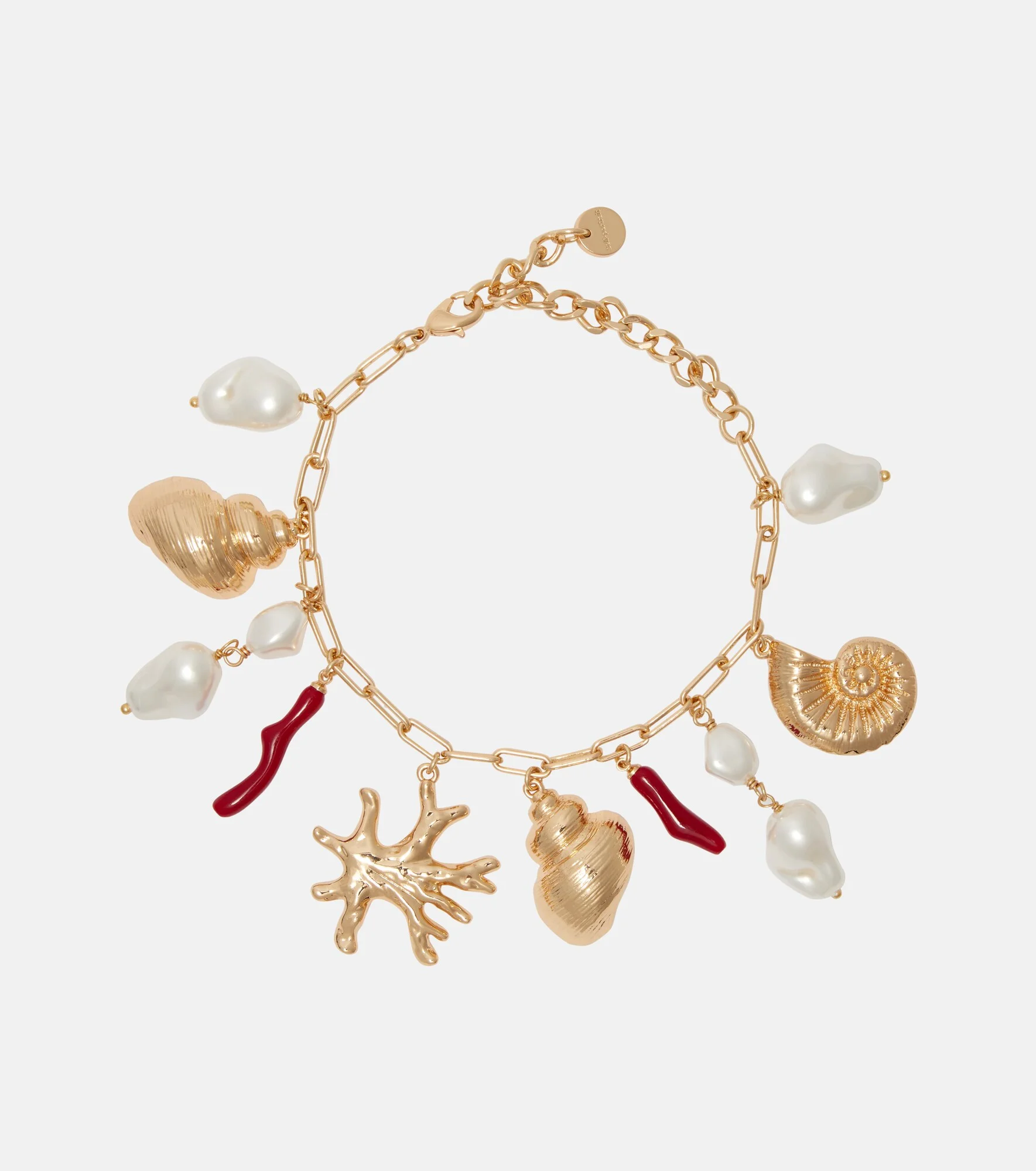 Faux pearl-embellished charm bracelet - 1