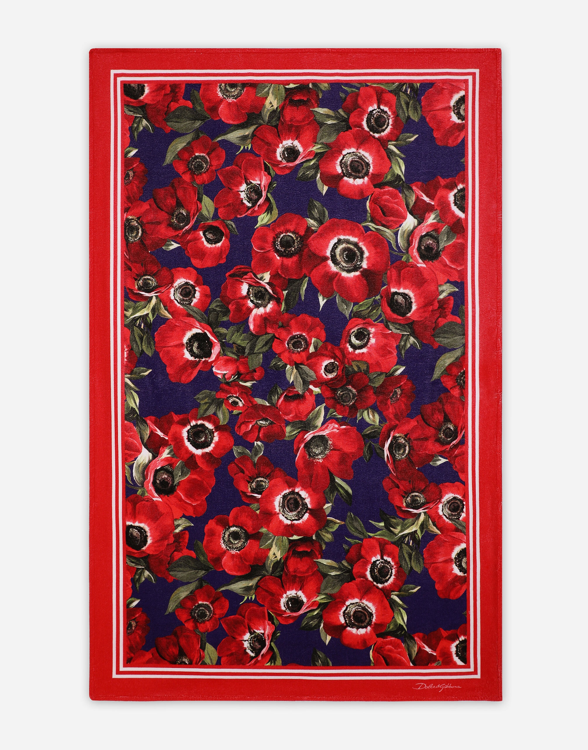 Terrycloth beach towel with anemone print - 2