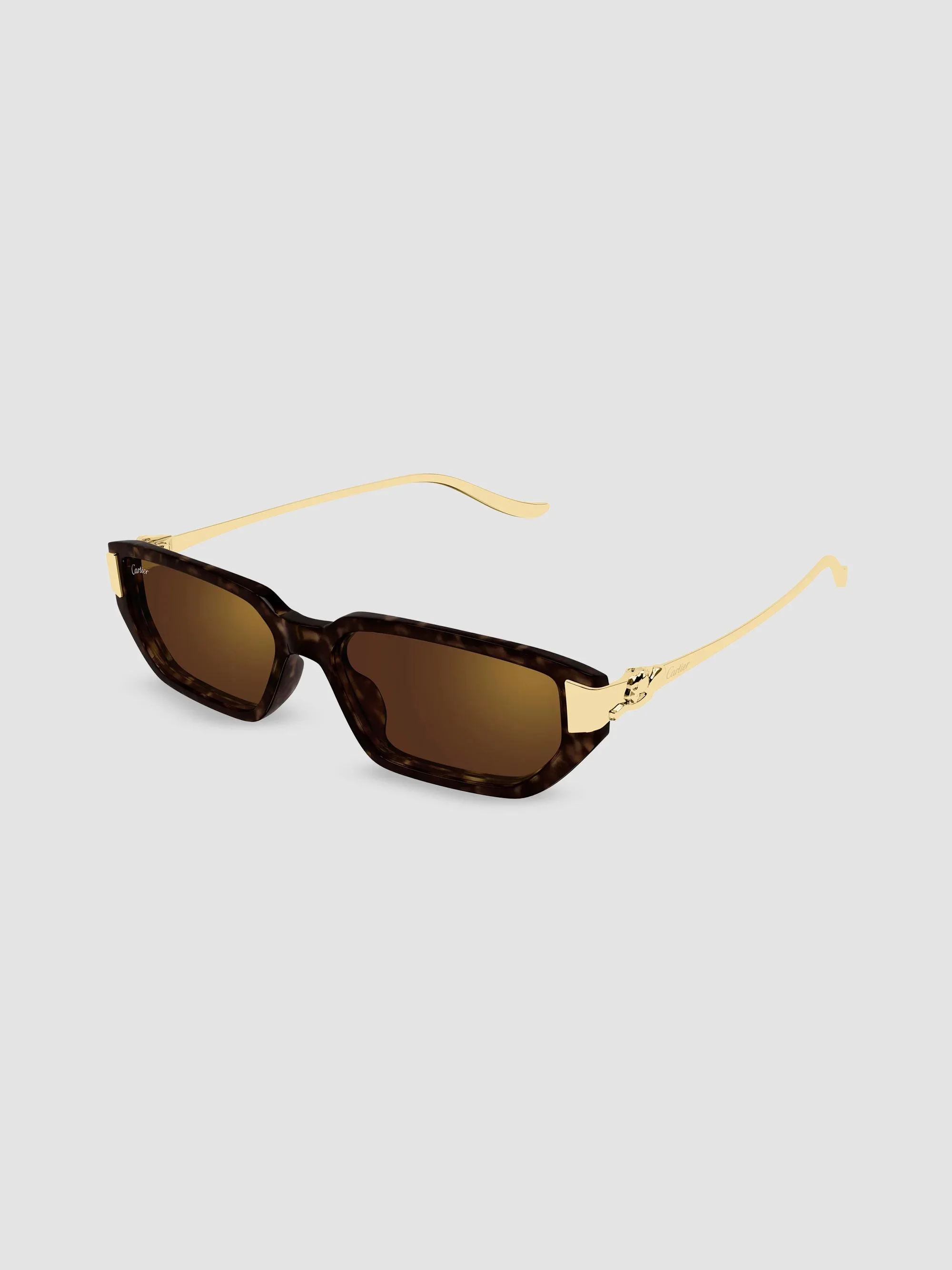 Women's Panthère De 54MM Panthère Classic 24 Carat Gold-Plated Metal Rectangular Sunglasses - Havan - 1