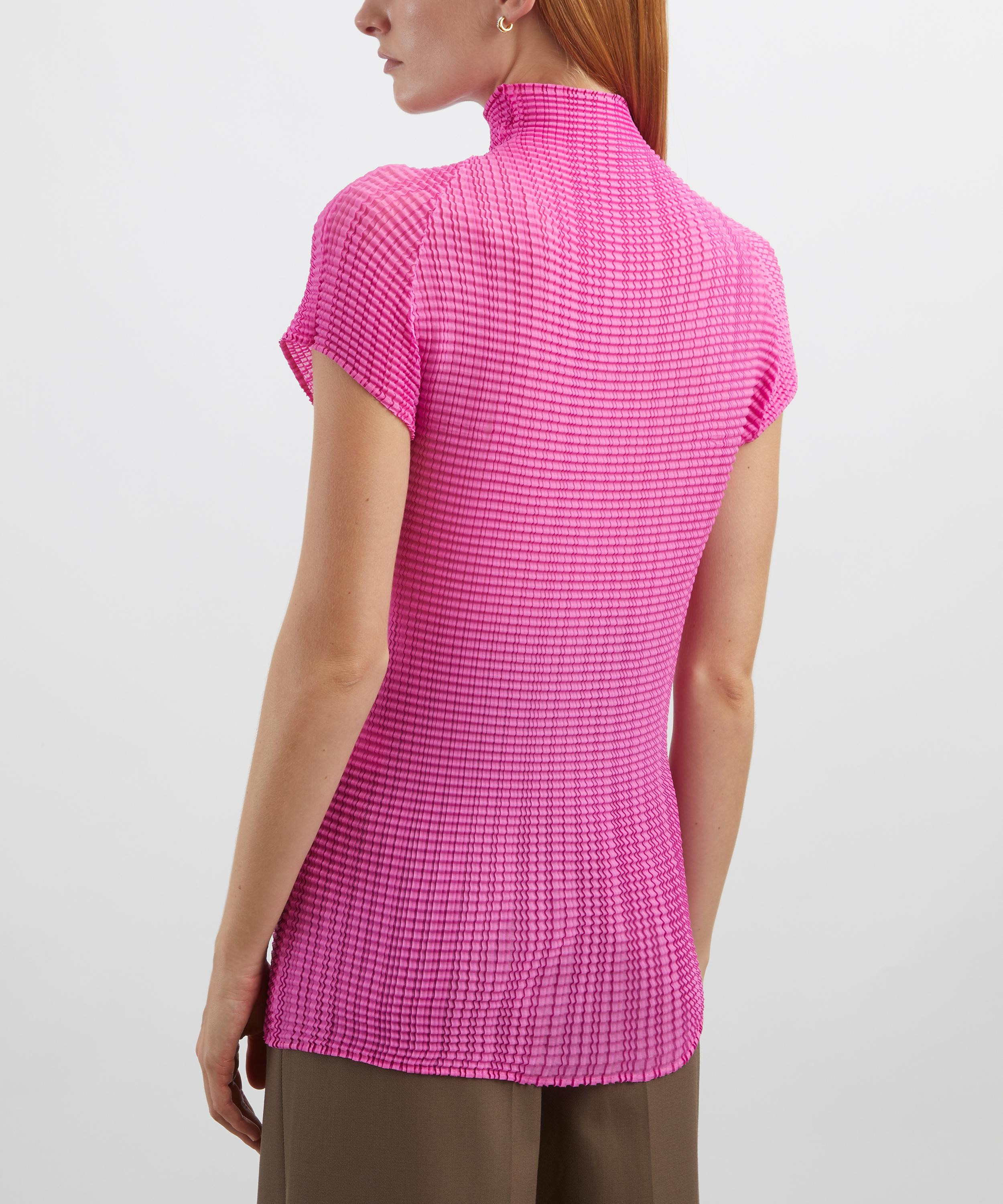 Pink Wooly Pleats-58 High-Neck Top - 4