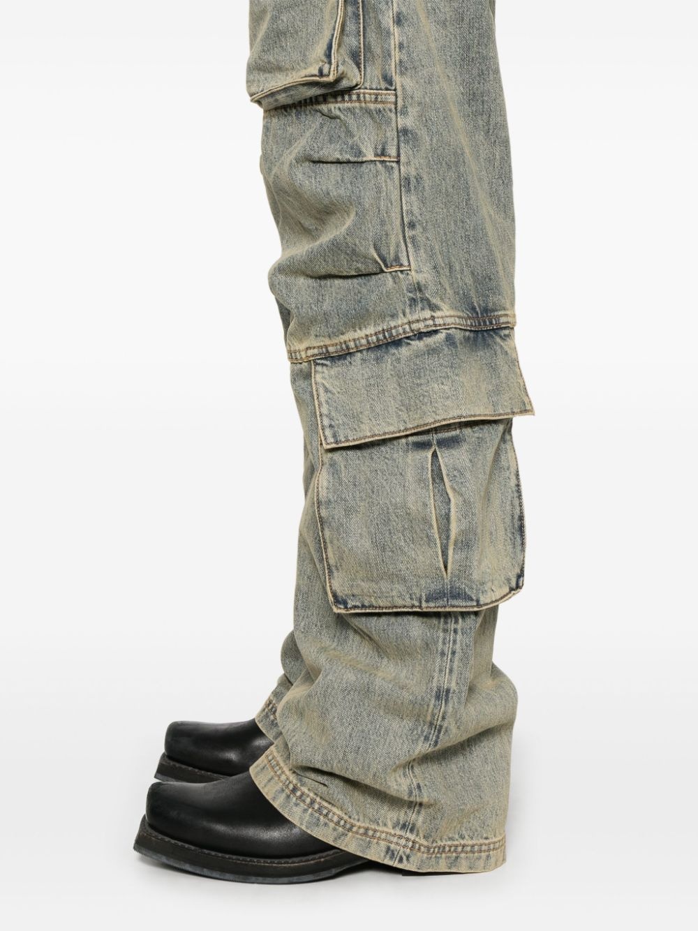 acid-wash cargo jeans - 5