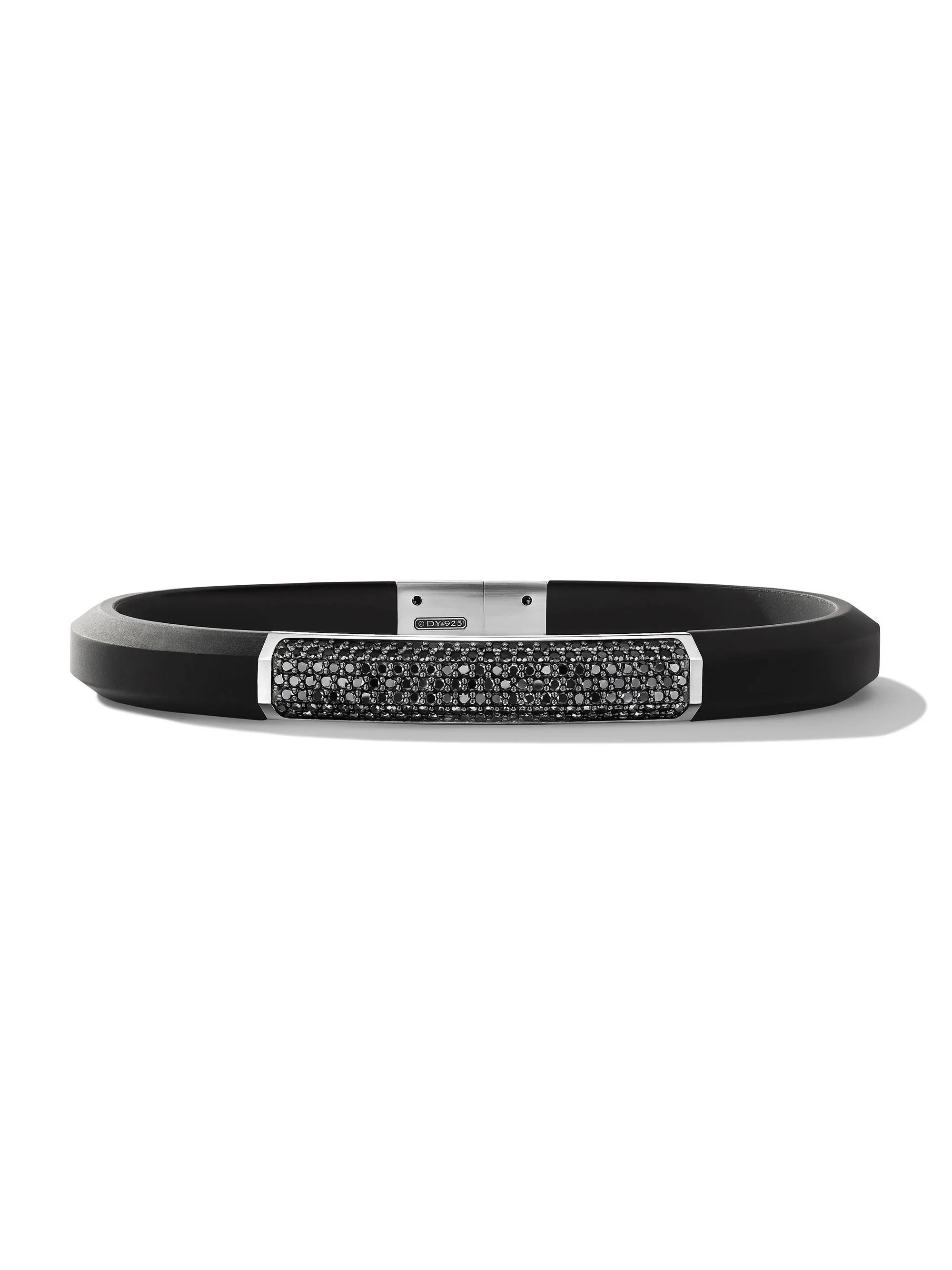 Men's Streamline ID Bracelet in Rubber - Black Diamond - 1
