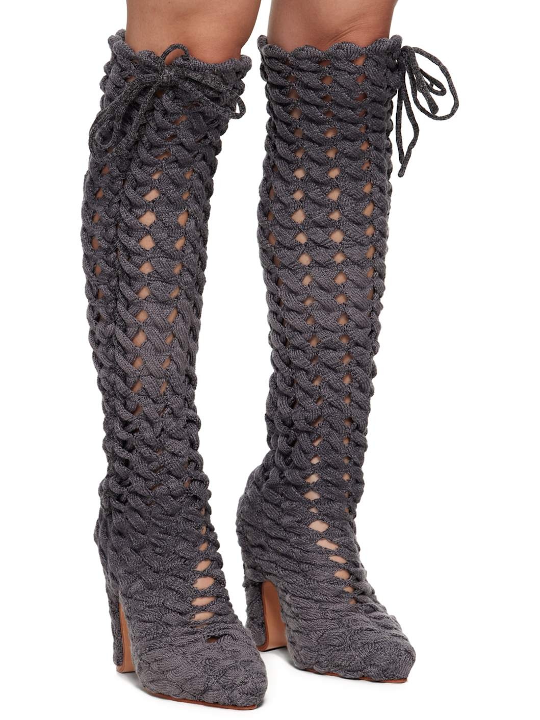 SSENSE Exclusive Gray Spiral Cable Boots - 4