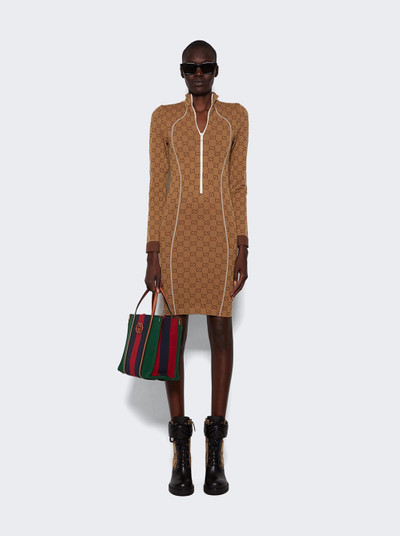 GUCCI Long Sleeve Midi Dress Beige outlook