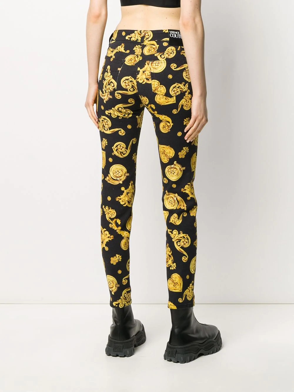 baroque-print slim-fit jeans - 4