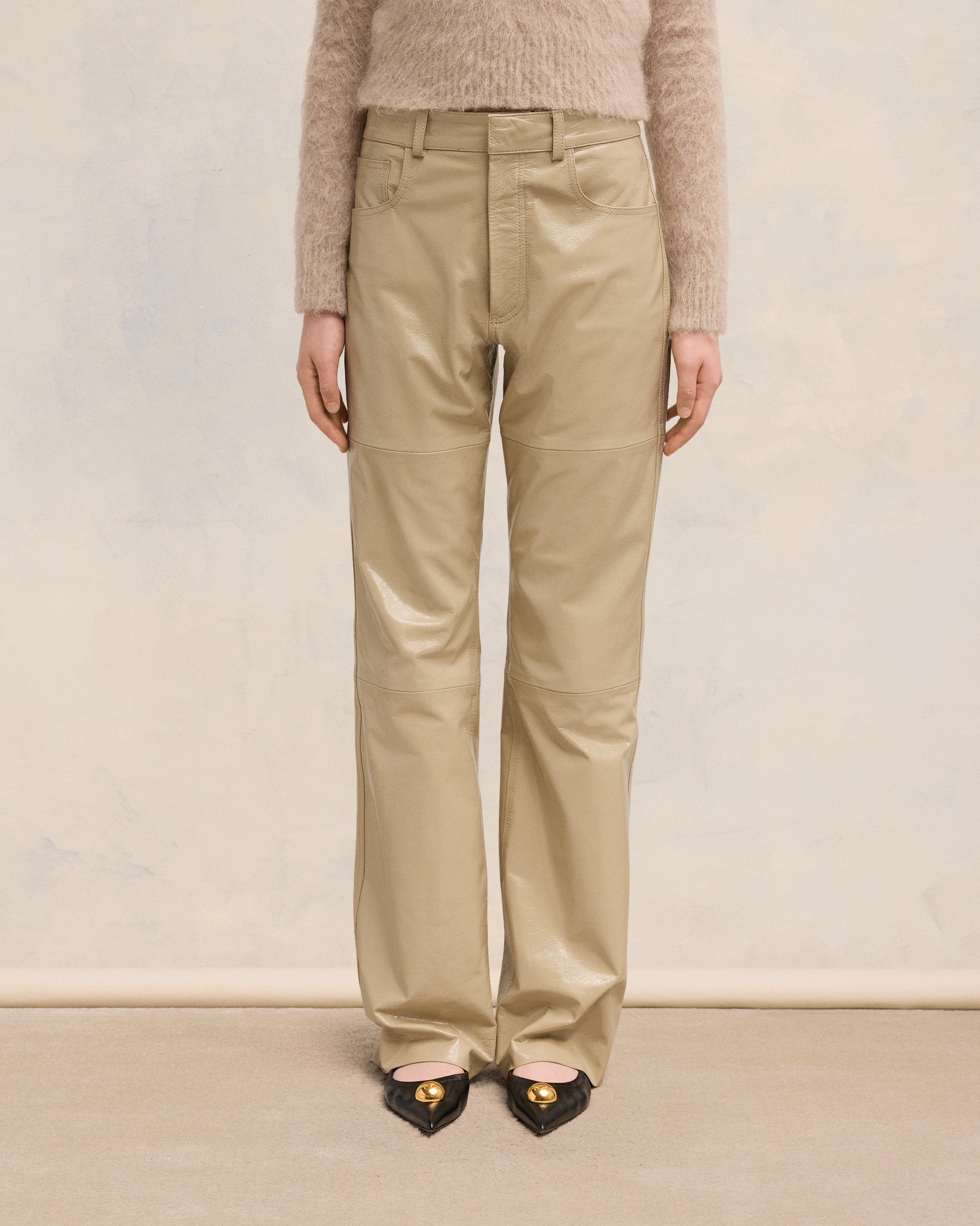 LEATHER STRAIGHT FIT TROUSERS - 3