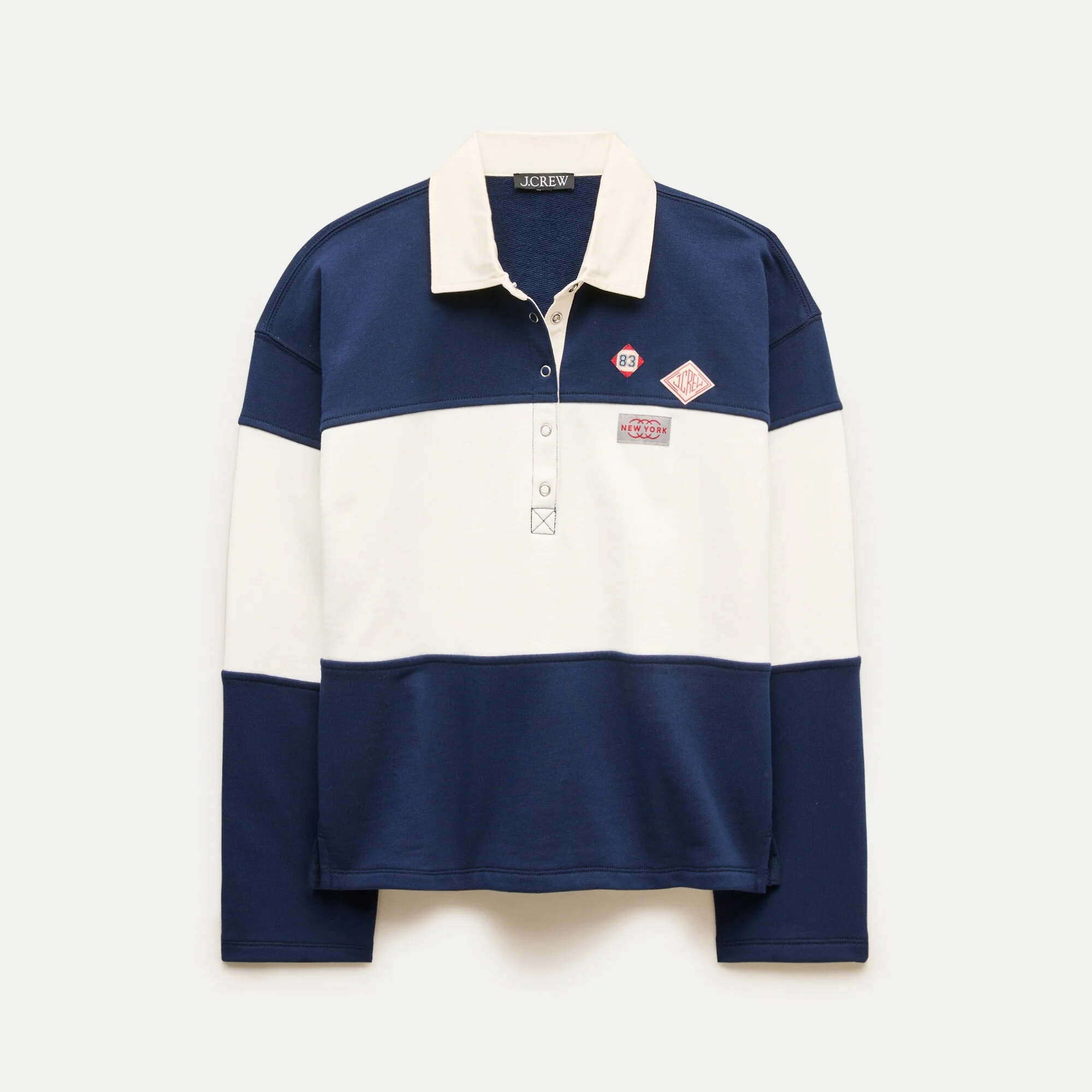 Vintage fleece rugby sweatshirt with novelty patches - 1