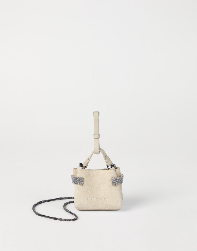 Essence precious micro top-handle bag in suede with precious chain 1