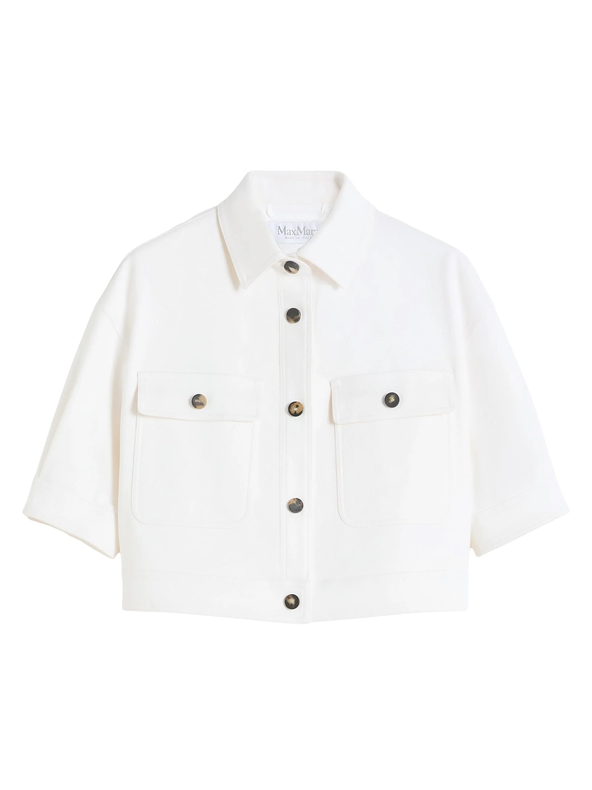 Women's Stretch Cotton Cropped Jacket - Optical White - 1