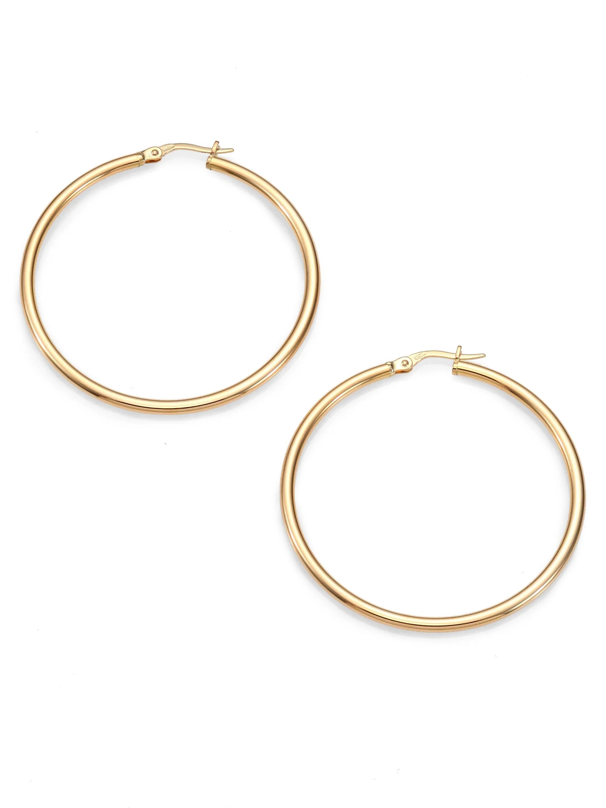 Women's 18K Yellow Gold Hoop Earrings/1.75" - Gold - 1