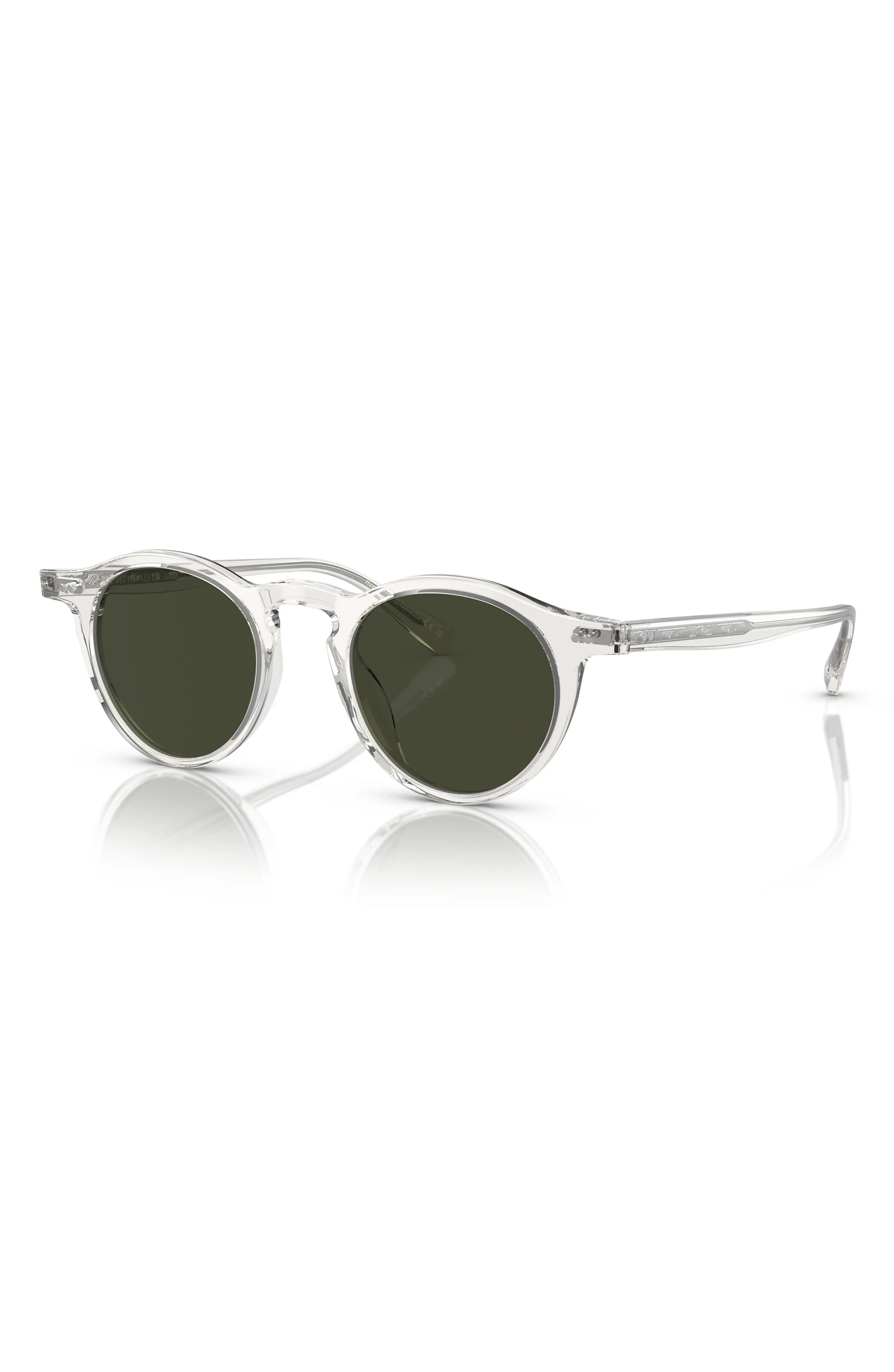 OP-13 47mm Polarized Round Sunglasses in Dark Grey/Transparent - 2