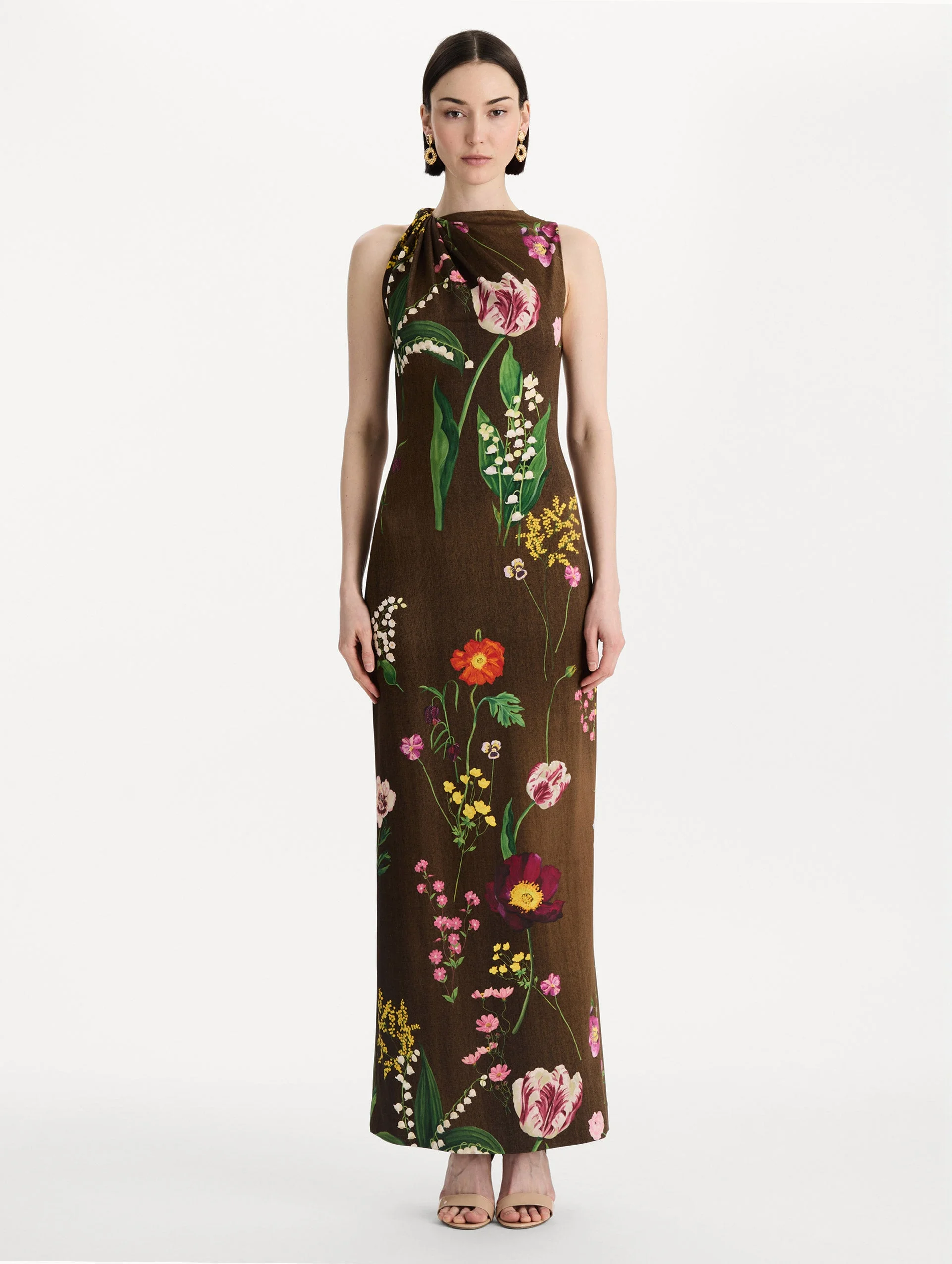 MIXED BOTANICAL MILANO JERSEY DRESS - 1